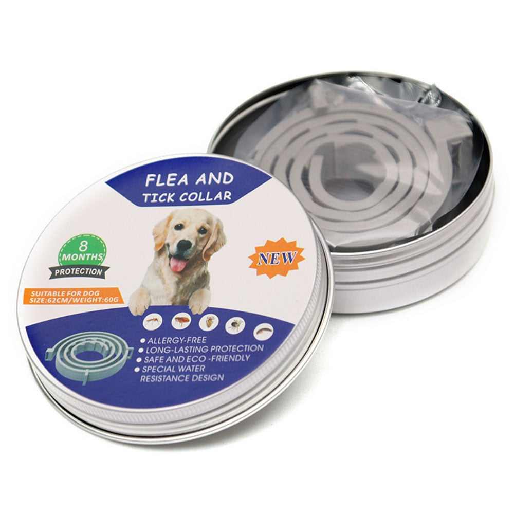 Flea and Tick Collar for Dogs 8-Month Tick and Flea Control for Dogs and Cats 100% Natural Adjustable Pet Puppy Dog Flea Collar